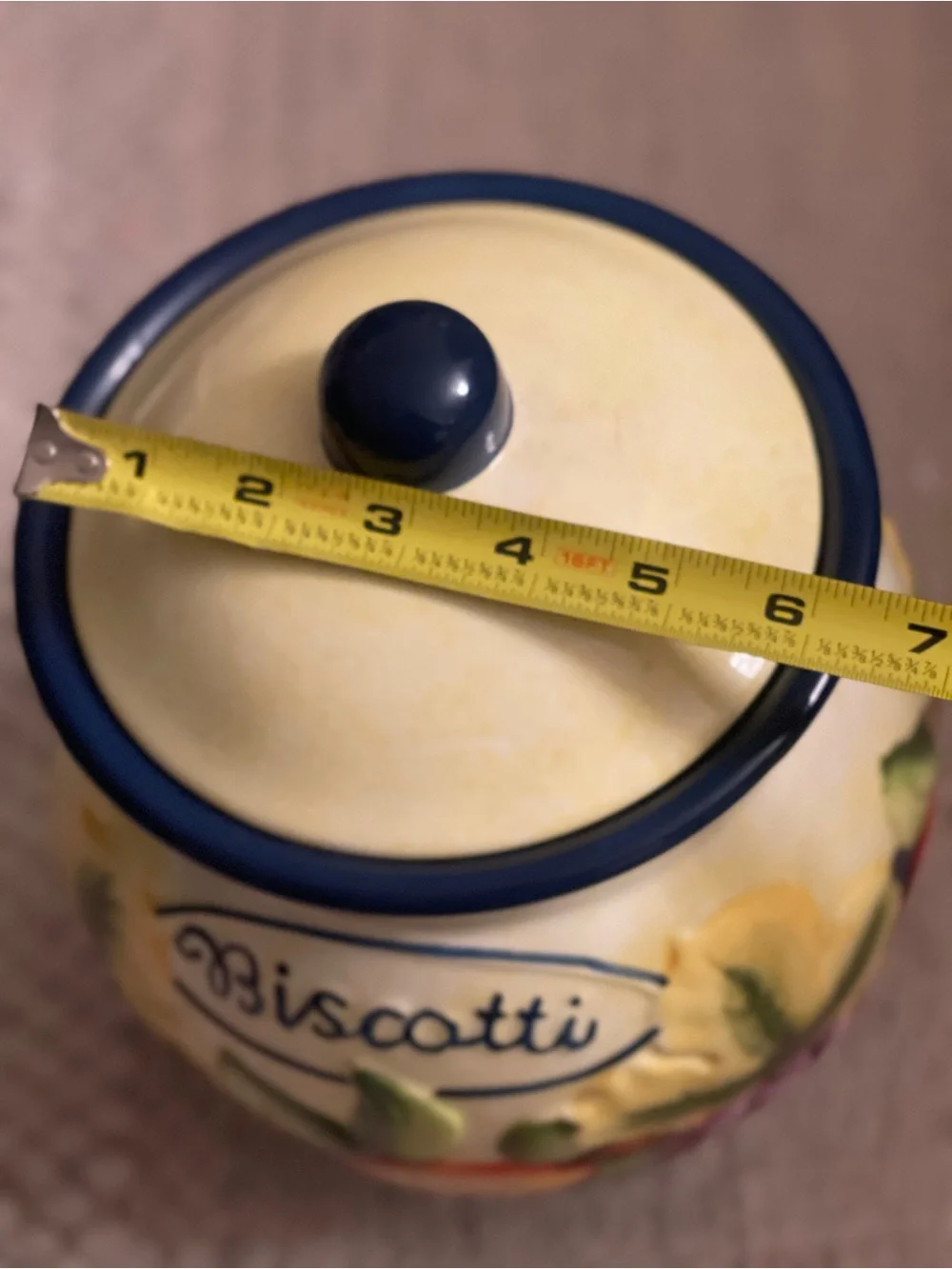 Large Ceramic Fruit Adorned Biscotti Jar